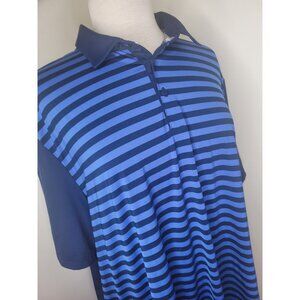 Adidas Golf Polo Shirt Mens 2XL Blue Stripe Activewear Performance Casual Preppy